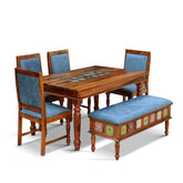 MoonWooden Sheesham Wooden Dining Table 6 Seater with Cushion Chair|Solid Wood | Seater Dinning Table with 6 Chairs for Restaurants, Home & Hotel | Premium Polish Honey Finish
